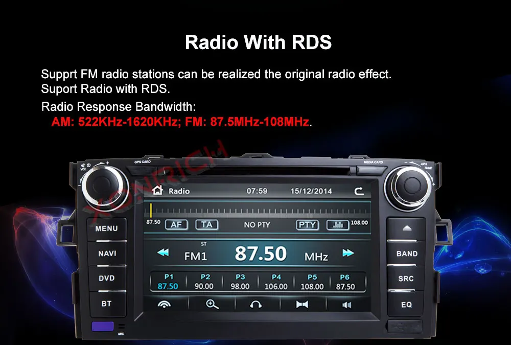 Top 2 Din Car Radio GPS Car DVD Player For Toyota Corolla /AURIS/Altis/2012 2013 Tape Recorder Stereo FM 3G 4