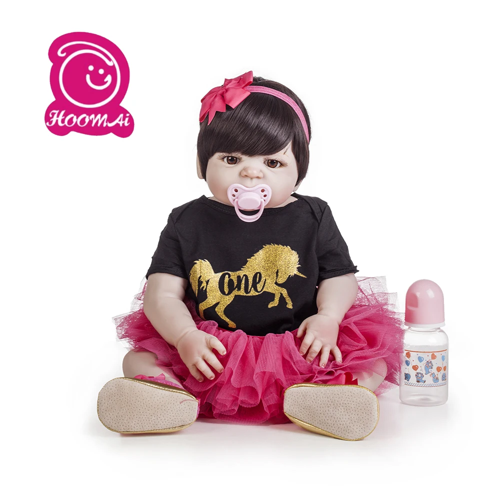 

Hoomai New Arrival lovely Baby Girl Doll Toy 22'' Reborn Dolls Silicone Vinyl Full Body Alive Bebe Reborns Bath Toy