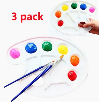 

3pcs Paint Tray Palettes Thumb Hole Acrylic Oil Watercolor Paints Paint Brushes