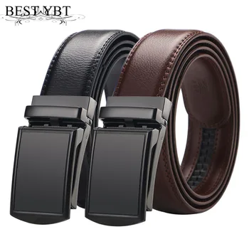 

Best YBT 2018 New Men leather belt 3.5 wide Alloy Automatic buckle belt Fake acupuncture fashion clip casual men belt