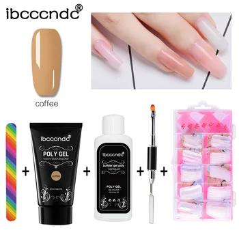 

Hot Poly Gel Varnish Set Quick Builder Extension Hard Gel UV LED Lacquer Brush Nail Tips wyt77