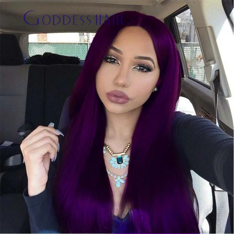 top quality virgin brazilian purple silky straight full lace human hair wigs for black women