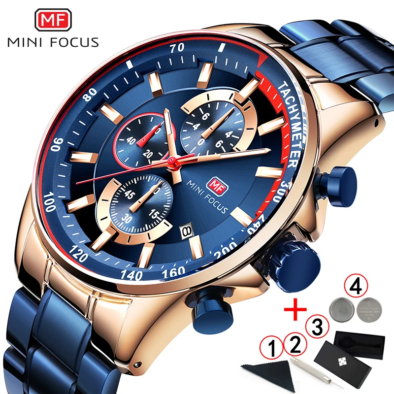 

Watches Men 2018 Top Brand Luxury MINI FOCUS Stainless Steel Chronograph Wrist Watch Mens Military Clock men WristWatch Man 2019