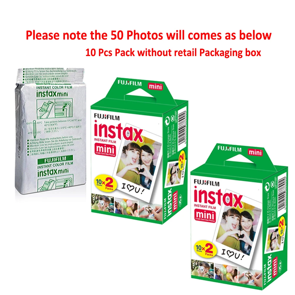 Подлинная 50 ШТ. Пленка Fujifilm Instax Mini 8 для Fuji instax Mini 8 7 7s 8s 9 90 25 50s Share SP-1 Фотоаппарат моментальной печати фотографии Белый Край 3 дюймов широкий фильм