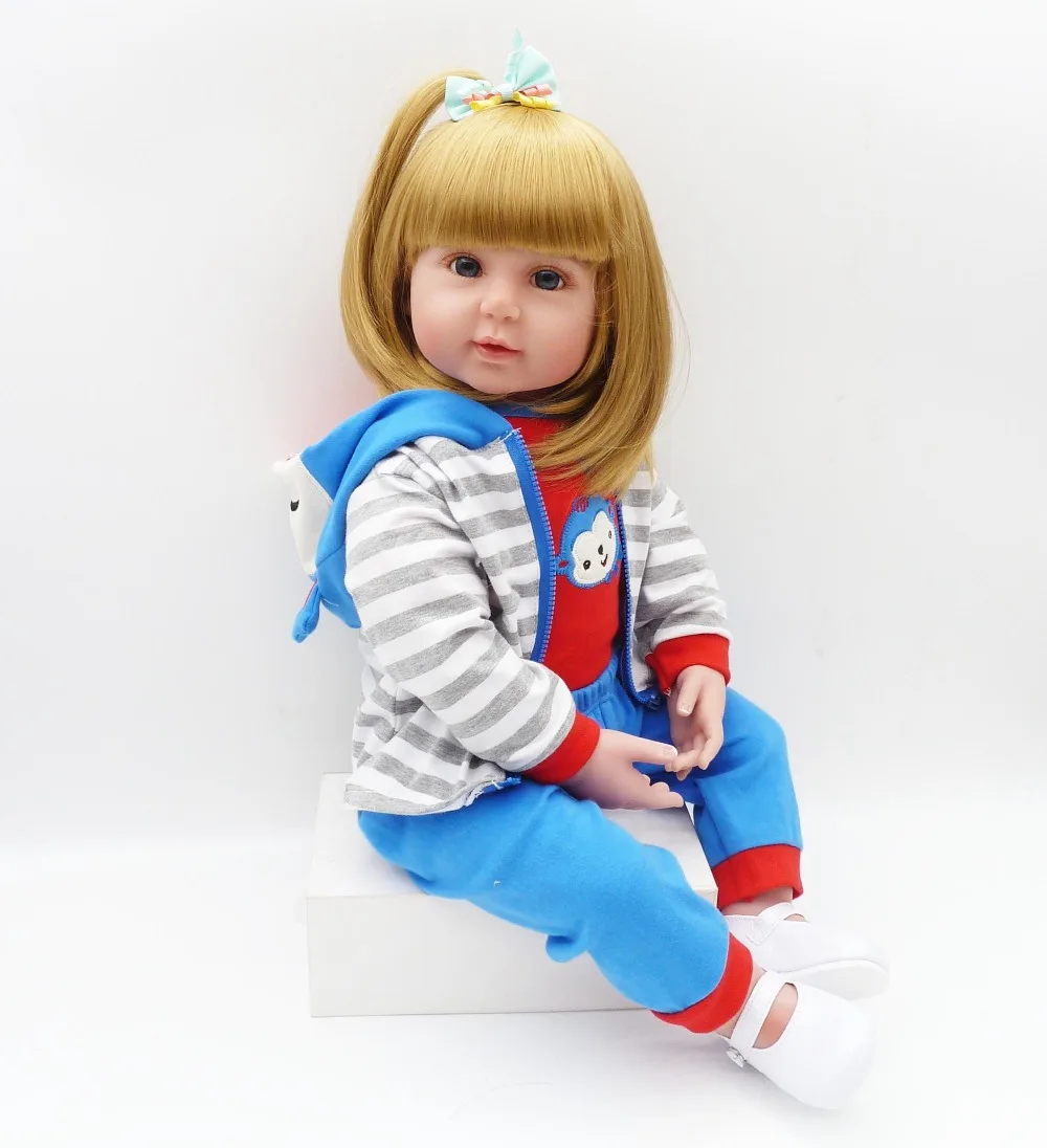 

23"58cm Reborn silicone babies girl toddler dolls bebe alive real looking soft body classic realistic Handmade DIY Xmas Gifts