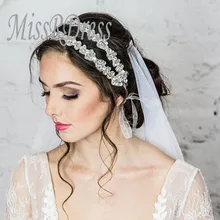 MissRDress свадебный головной убор ручной работы с серебряными кристаллами Свадебная повязка с бриллиантами роскошные стразы головной убор для невесты ys808