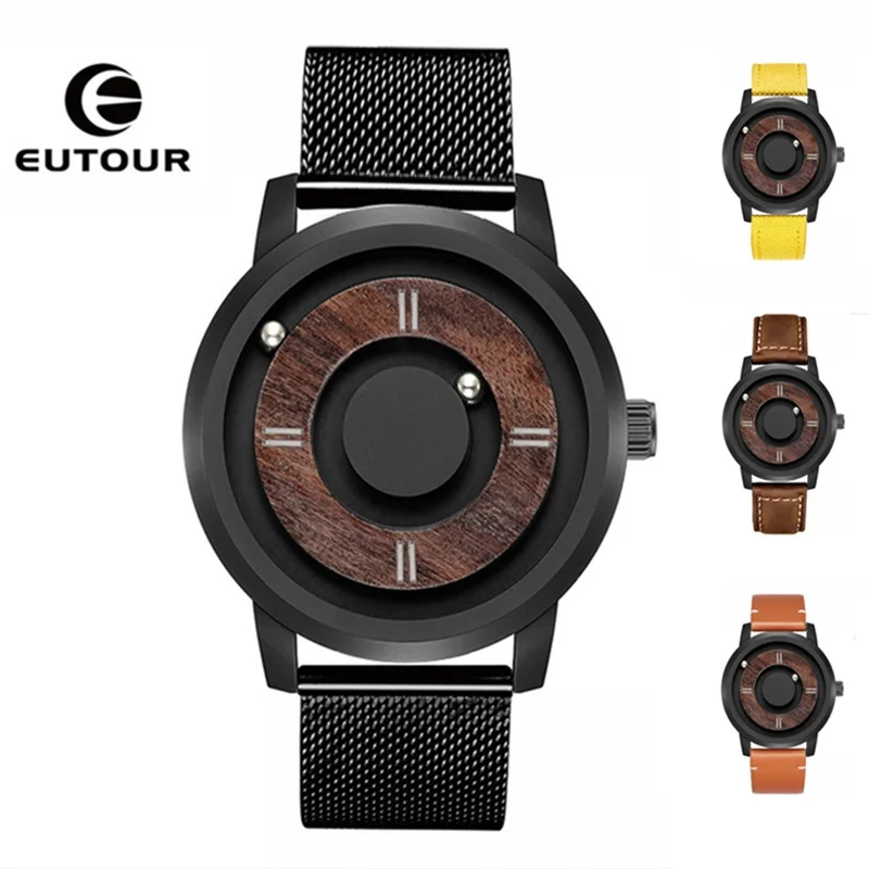 

2019 EUTOUR Magnetic Ball Mens Watches Wterproof Top Brand Luxury Quartz Watch Women Man Stainless Steel Casual Wrist Watches