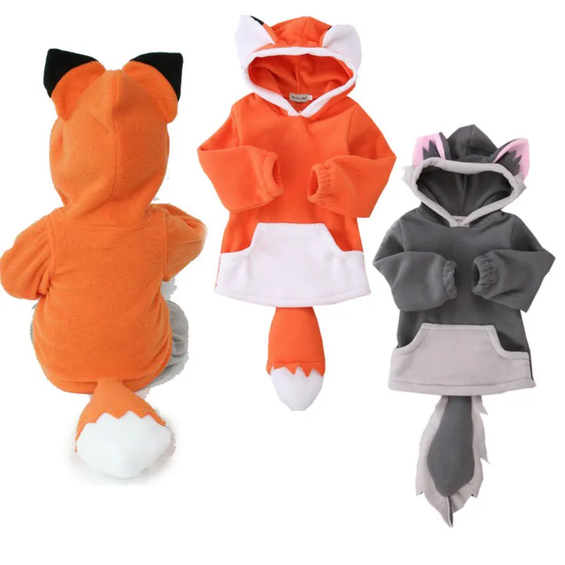 

Baby Coat Girl Boy Kids Cute Fox Cartoon Jacket Outwear Infant Child Hoodie Clothes Newborn Babe Clothing Grey Orange Coats