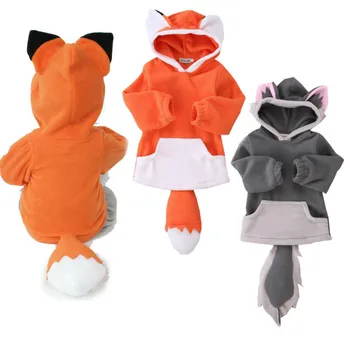 

Baby Coat Girl Boy Kids Cute Fox Cartoon Jacket Outwear Infant Child Hoodie Clothes Newborn Babe Clothing Grey Orange Coats