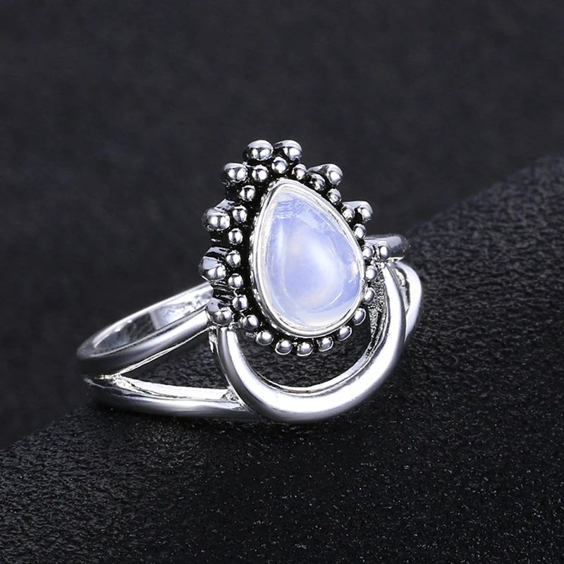 Charm Large Antique Brand Marquise Moonstone Rings 925 Silver Women's Vintage Punk Jewelry Ring Unique Anniversary Party Gift
