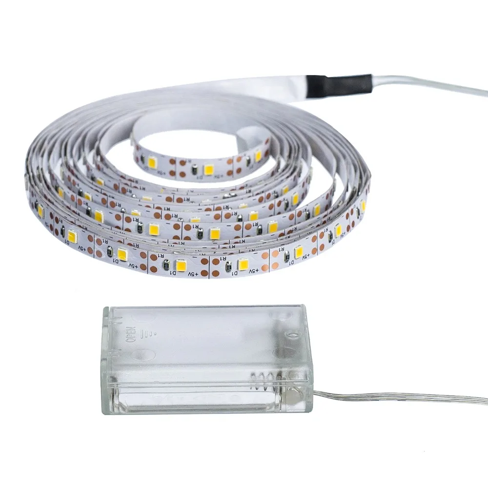 3AA Battery Power Led Strip Light SMD2835 50cm 1M 2M 3M 4M 5M Flexible Lighting Ribbon Tape White/Warm White Strip Backlight