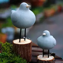 Садовая статуя 2 шт./компл. смола серый пухлый птица Скульптура Nordic Стиль украшения сада на открытом воздухе