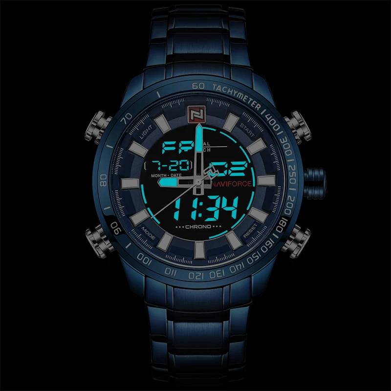 Мужские часы люксовый бренд NAVIFORCE армейские военные спортивные часы мужские полностью Стальные кварцевые цифровые аналоговые часы Relogio Masculino
