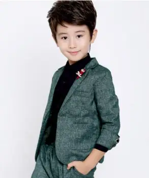

2019 Formal High quality autumn and winter boys blazer suits Gentlemen's flowers casual suit wedding Boy suit coat pants clothes