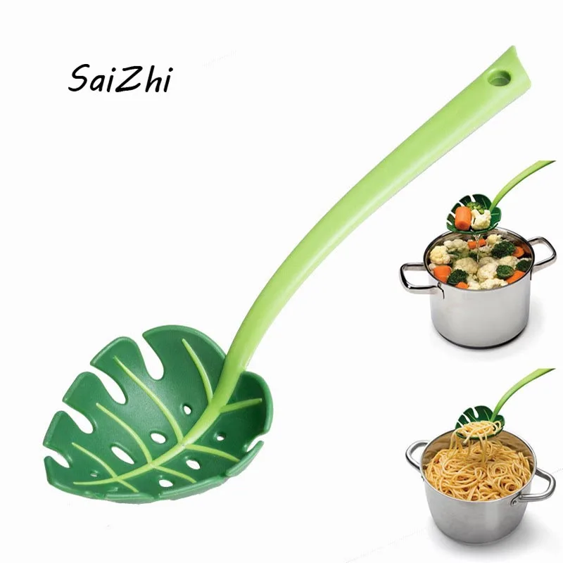 

Kitchen Tools Jungle Noodles Spoon Passoire Colander Salad Spaghetti Spoon Leaf Spoon Loch scolapasta kuchenne durszlak QC1724