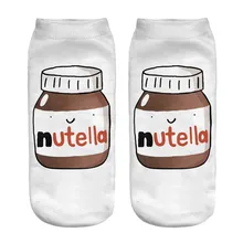 Nutella/белые женские короткие носки с 3D принтом; chaussette femme; милые корейские носки