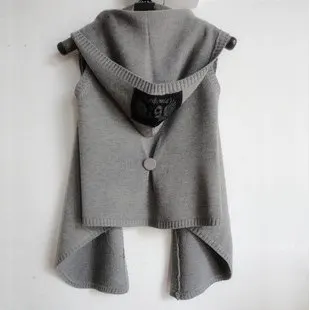 2016 New Autumn Winter Women Vest with hood knitted woman vest sweater cardigan cape sleeveless outerwear