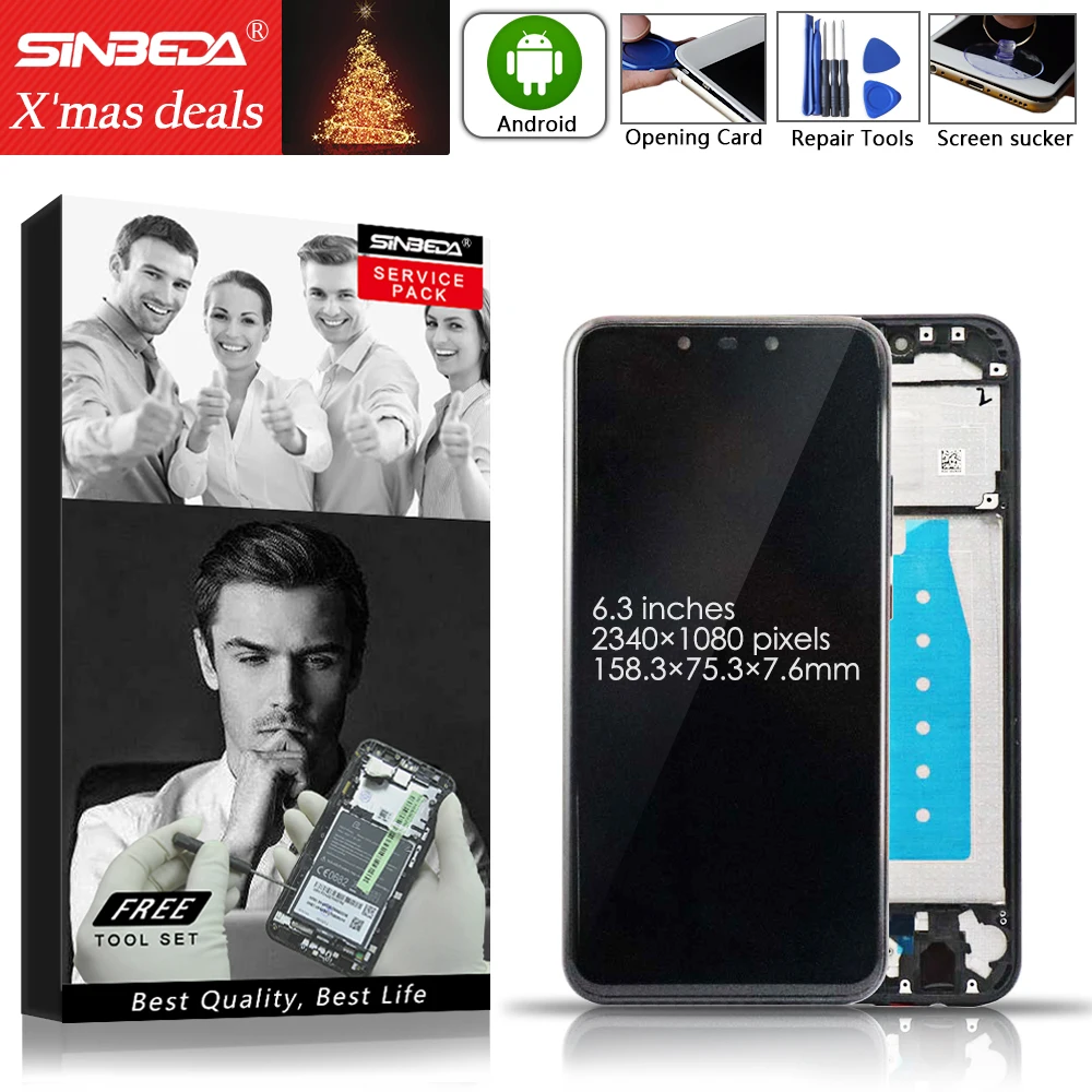 

6.3" Original For HUAWEI Mate 20 lite LCD Display Touch Screen with Frame Digitizer For HUAWEI Mate 20Lite LCD SNE-LX1 LX2 LX3@