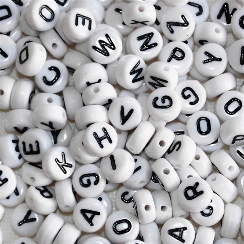 

400pcs White Alphabet Letter Round Beads Acrylic DIY Jewellery Making Accessories DC120