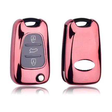 Автомобильный Стайлинг мягкий TPU чехол для автомобильных ключей для hyundai I30 IX35 акцент I20 Sonata для Kia ключ чехол держатель - Название цвета: pink