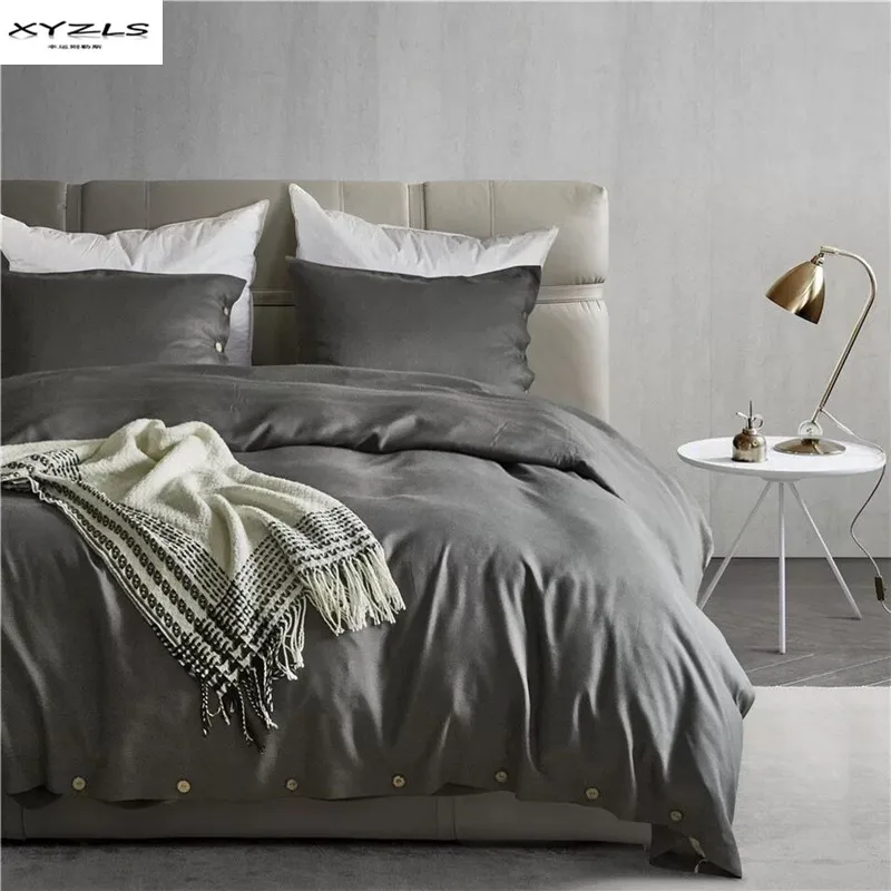 

XYZLS Home Bedding Sets American Style Solid Color Duvet Cover Bed Set Pillowcase Twin Queen King Size 2/3PCS Without Sheet