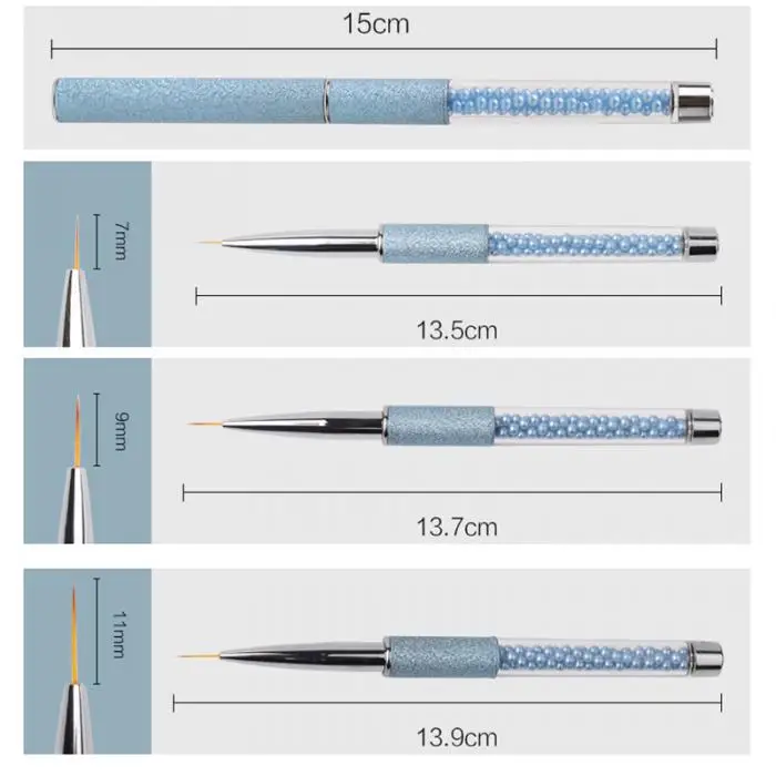 Лучший для дизайна ногтей ручка с синими матовые бусины инструмент для рисования мелкая Лаковая кисточка для ногтей инструмент Советы Маникюр DIY Q
