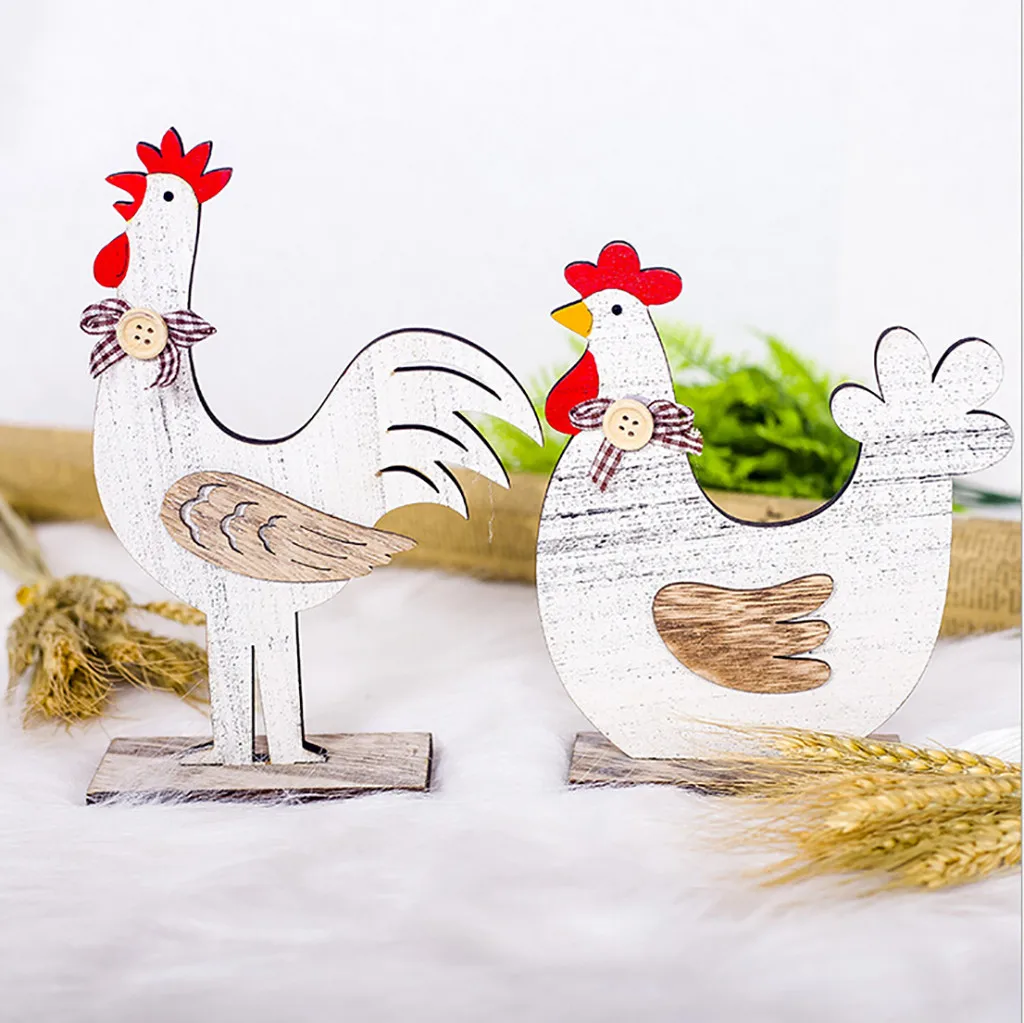 

Wooden Chicken Hollow Star Heart 2019 newEaster Decorations Wooden Cock Hen Shapes Ornaments Craft Gifts