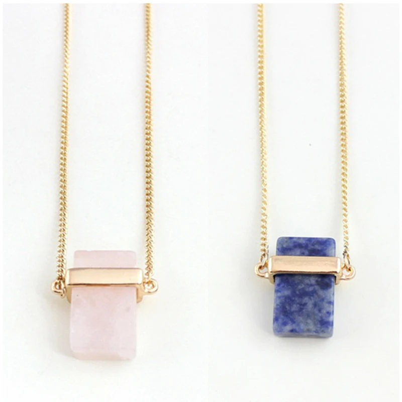 10PCS/Lot 2 colors New Arrival Natural Stone Quartz Pendant Necklace Women Long Necklace For Women Wholesale