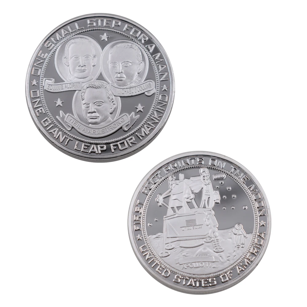 American Apollo Spacecraft Commemorative Coin 999.9 Silver Landing on The Moon Coins Collectibles | Дом и сад