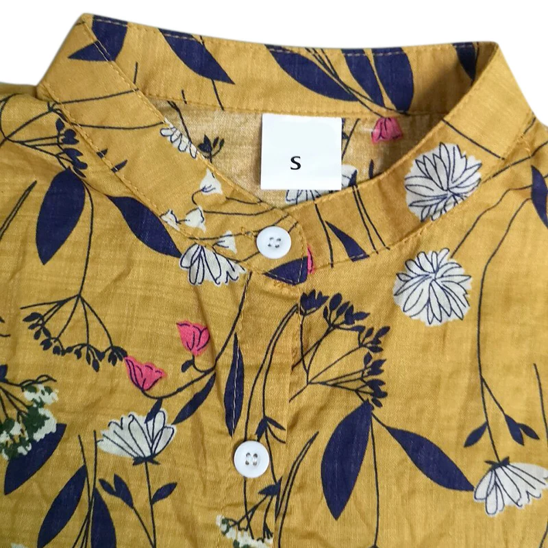 Floral Printed Blouse Tops Lady Large Size Long Sleeve Shirt Women 2018 Autumn V-Neck Medium Length Shirts Femme Literary Blusas