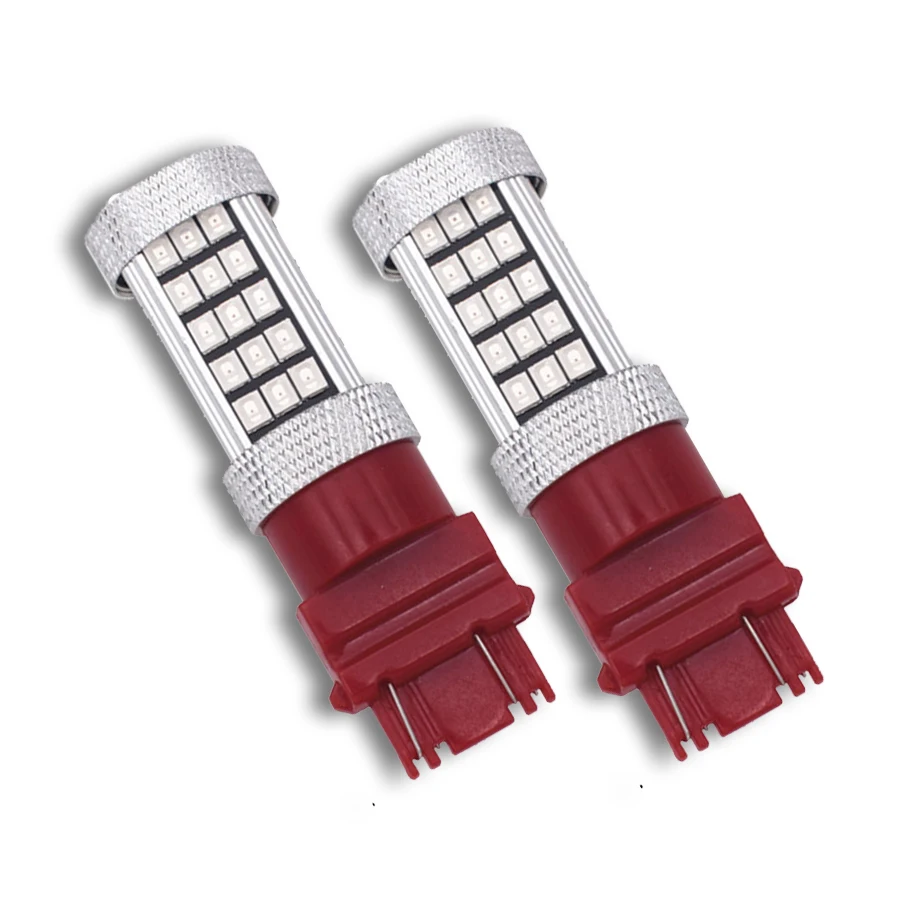 

2pcs 3157 66 LED Bulbs Red Stop Brake Flash Strobe Blinking Rear Alert Safety Light Brake Tail Stop Signal Lights