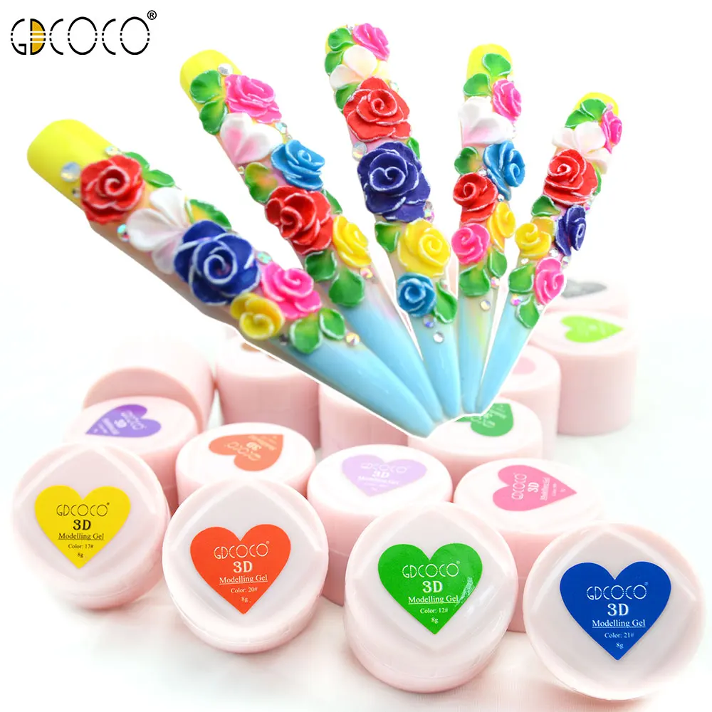 

#40261 GDCOCO brand nail art design easy DIY 24 colors 8ml 3D sculpture gel, 3d modeling emboss gel uv carve gel carving gel