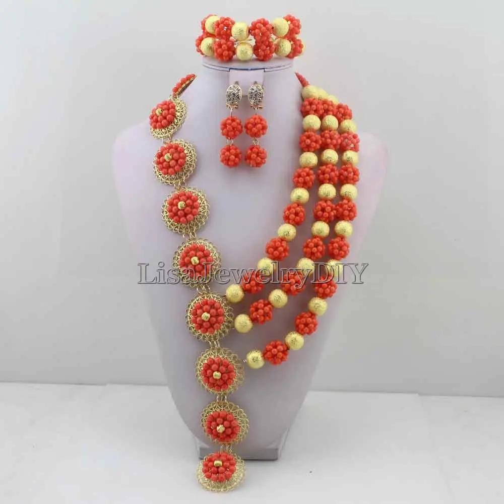 

Exclusive African Beads Coral Jewelry Set Handmade Wedding Coral Jewelry Set Christmas Jewelry Gift Free Shipping HD6871