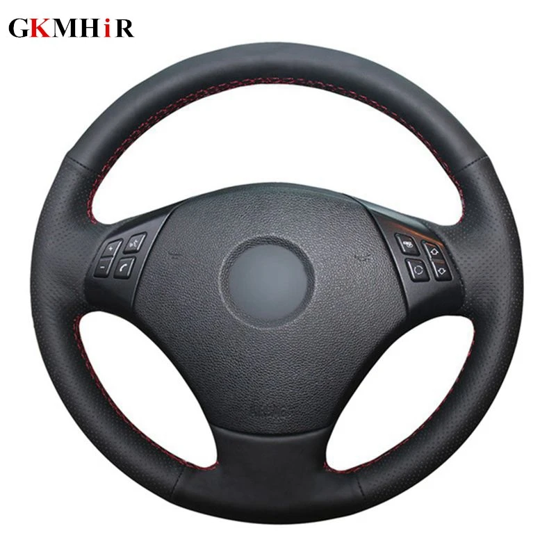 

GKMHiR Black Hand-Stitched Artificial Leather Car Steering Wheel Cover for BMW E90 320 318i 320i 325i 330i 320d X1 328xi 2007