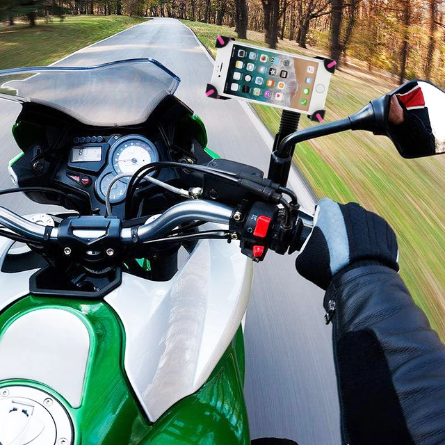 Universal Motorcycle Phone Holder 360Rotate Stand Motorbike rearview mirror Bracket With Edge