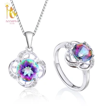 NYMPH, натуральный драгоценный камень, ювелирные наборы, Кристальное кольцо, ожерелье, подвеска, 925 серебро, модные, цветные, трендовые для женщин, Роза T240DJ