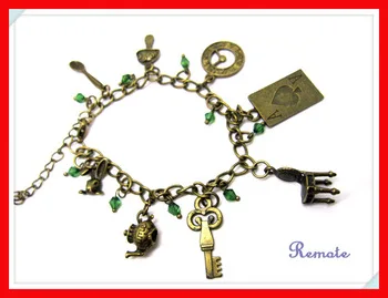 Alice in wonderland movie fandom inspirational bracelet mushroom rabbit deer clock teapot playing card chair BF063