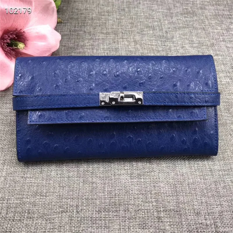 Fashion female ostrich leather wallet polyester casual buckle flip soft new clutch bag purse hand casual multi-function wallet Fashion female ostrich leather wallet polyester casual buckle flip soft new clutch bag purse hand casual multi-function wallet