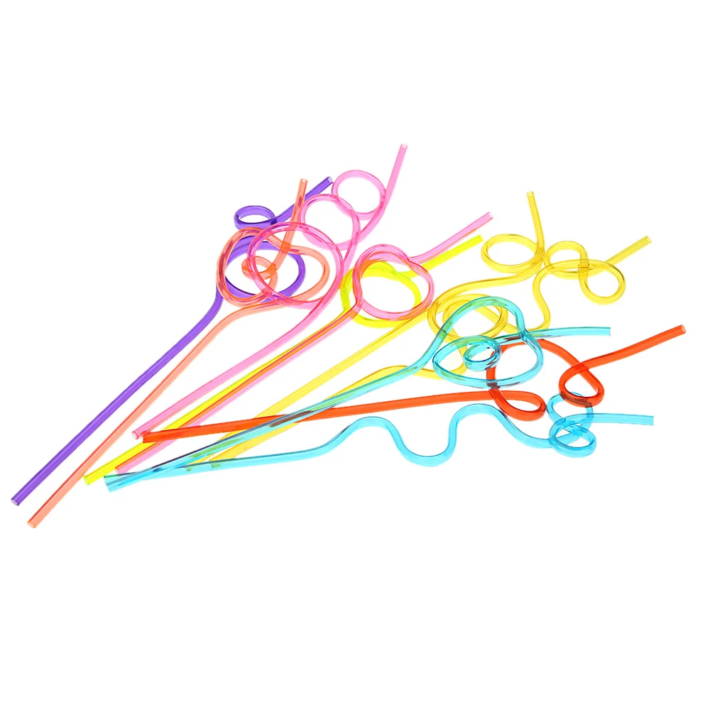 10pcs/lot Drinking Straw Colorful Straw Crazy Curly Loop Coloured Drinking Straws for Birthday Party Disposable Party Tableware