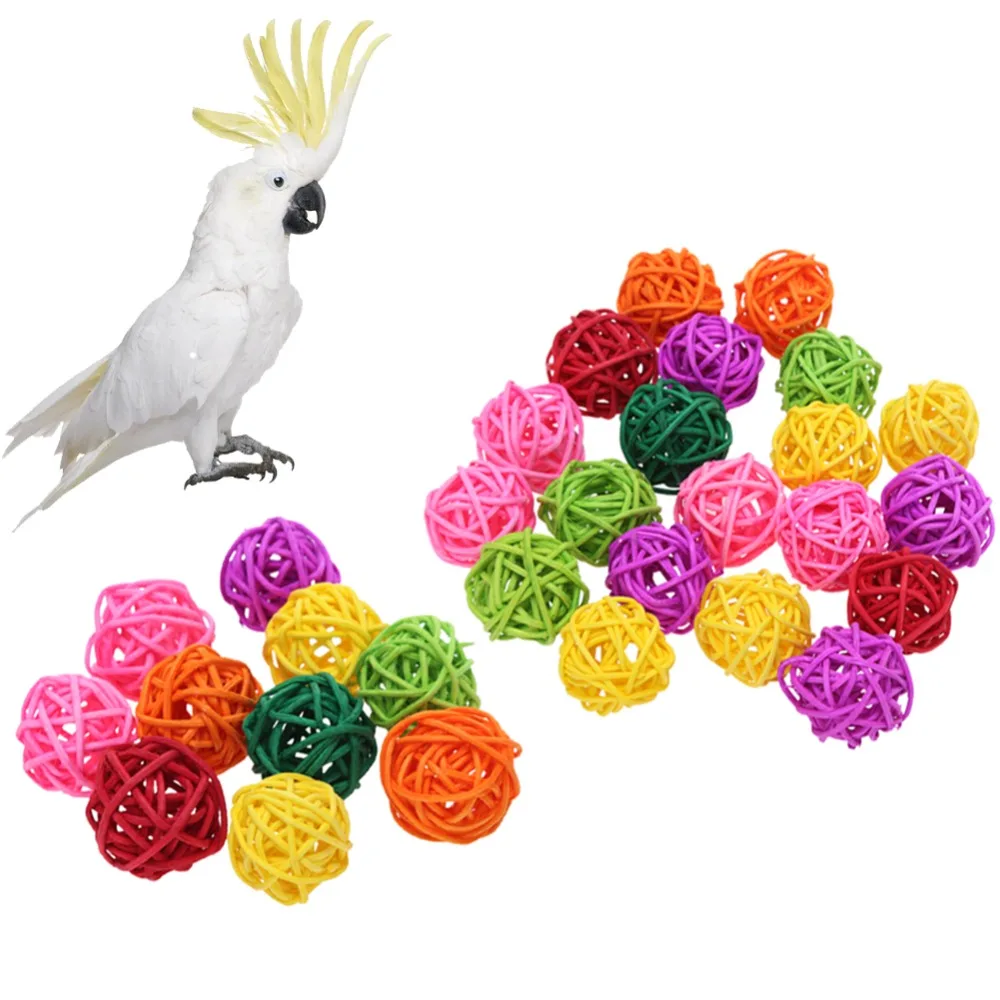 

10pcs/20pcs Parrot Rattan Ball Toys Bird Chewing Grind Toys Birdcage Decor Funny Pet Supplies Cage Accessories Bird Playing Toys