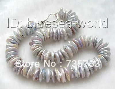 

xiuli 00173 huge silver gray coin natural SOUTH Reborn keshi pearls necklace
