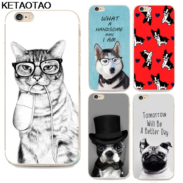 KETAOTAO новый топ мультяшный Кот программист телефонные чехлы для iPhone 4S 5C SE 5S 6S 7 8 Plus X