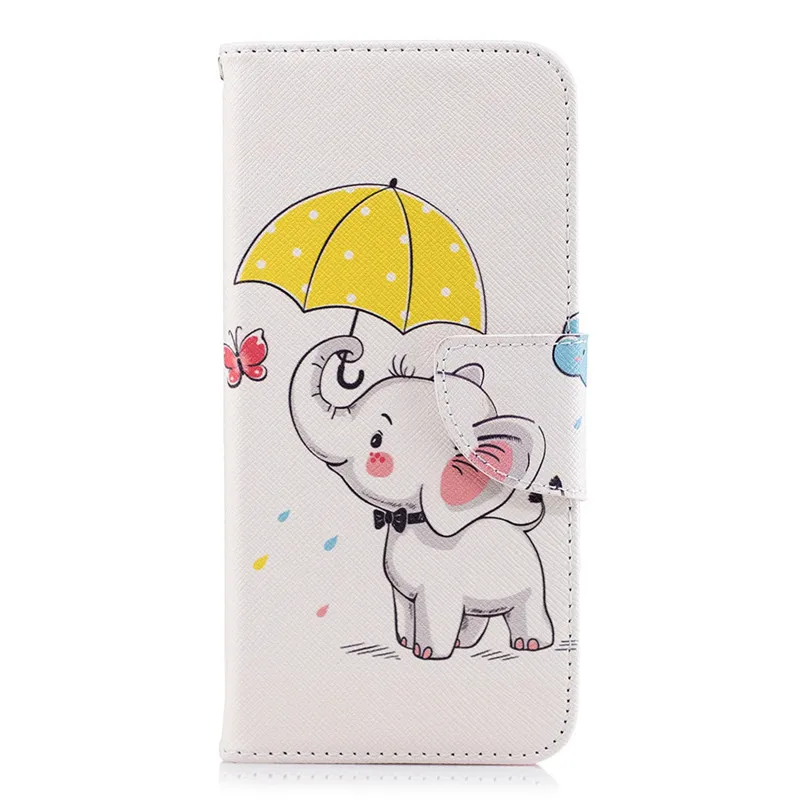 Чехол с милой пандой, слот для карт, чехол для Xiaomi Poco F1 A2 Lite Redmi 6 6A Note 5 6 Pro 4X, кожаный чехол-кошелек со слоном, Fundas D07Z - Цвет: Umbrella Elephant