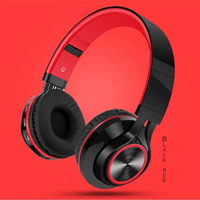 Высококачественный стерео Бас складной шлем геймер с микрофоном auriculares наушники Bluetooth 4,1 беспроводные наушники гарнитура - Цвет: Black Red