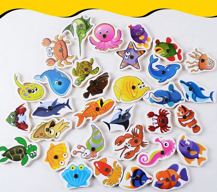Новая модная детская обучающая игрушечная Рыба деревянные магнитные игрушки для рыбалки комплект игры дети интеллект подарки на день рождения 32 шт./компл