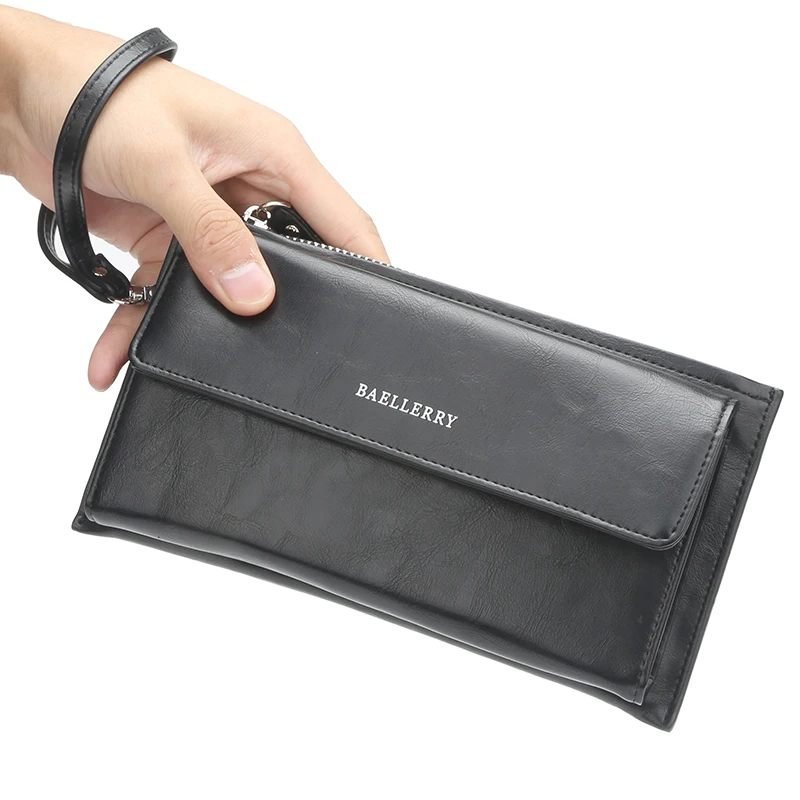 

Luxury Brand PU Leather Men Wallets Long Large Capacity Zipper Card Holder Fashion Cellphone Pocket Male Wallet With Money Bag