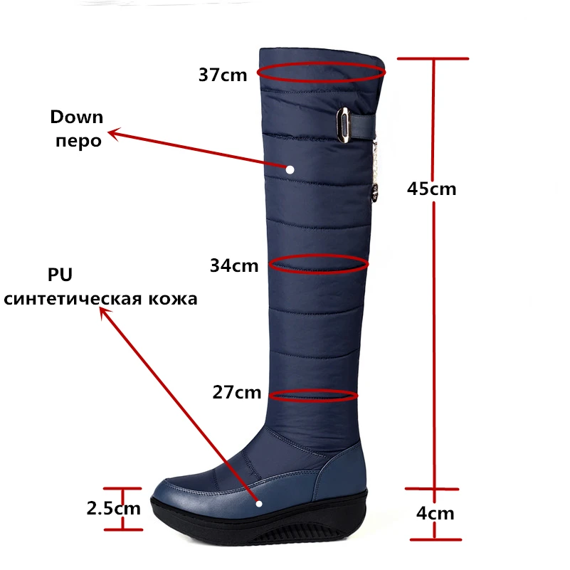 Femmes Neige Chaud Pour Fourrure Bottes bleu formes Genou Chaussures Le Taille 34 Noir Sur Mode Grande Cuisse 44 De Fedonas Hiver Plates Haute Femme c1l3TFJK