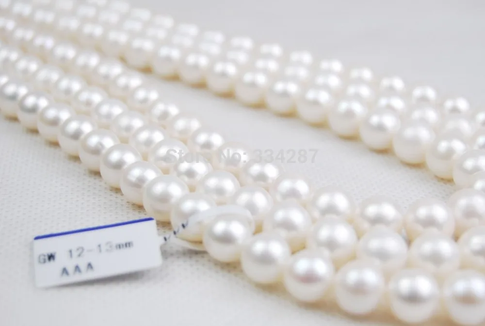 

Wholesale 3 strand Huge 11-12MM AA+ Natural pearl necklace