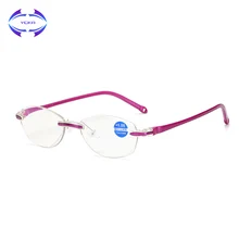 VCKA очки для чтения без оправы Пресбиопия дальнозоркость синий светильник Блокировка бескаркасная Лупа красные очки+ 1,0 до+ 4,0