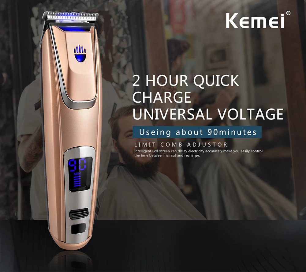 

LED Display Hair Clipper Lithium-ion Battery Hair Trimmer USB/Adapter Charge Beard Trimmer with Headlight 110-220V CZ1340